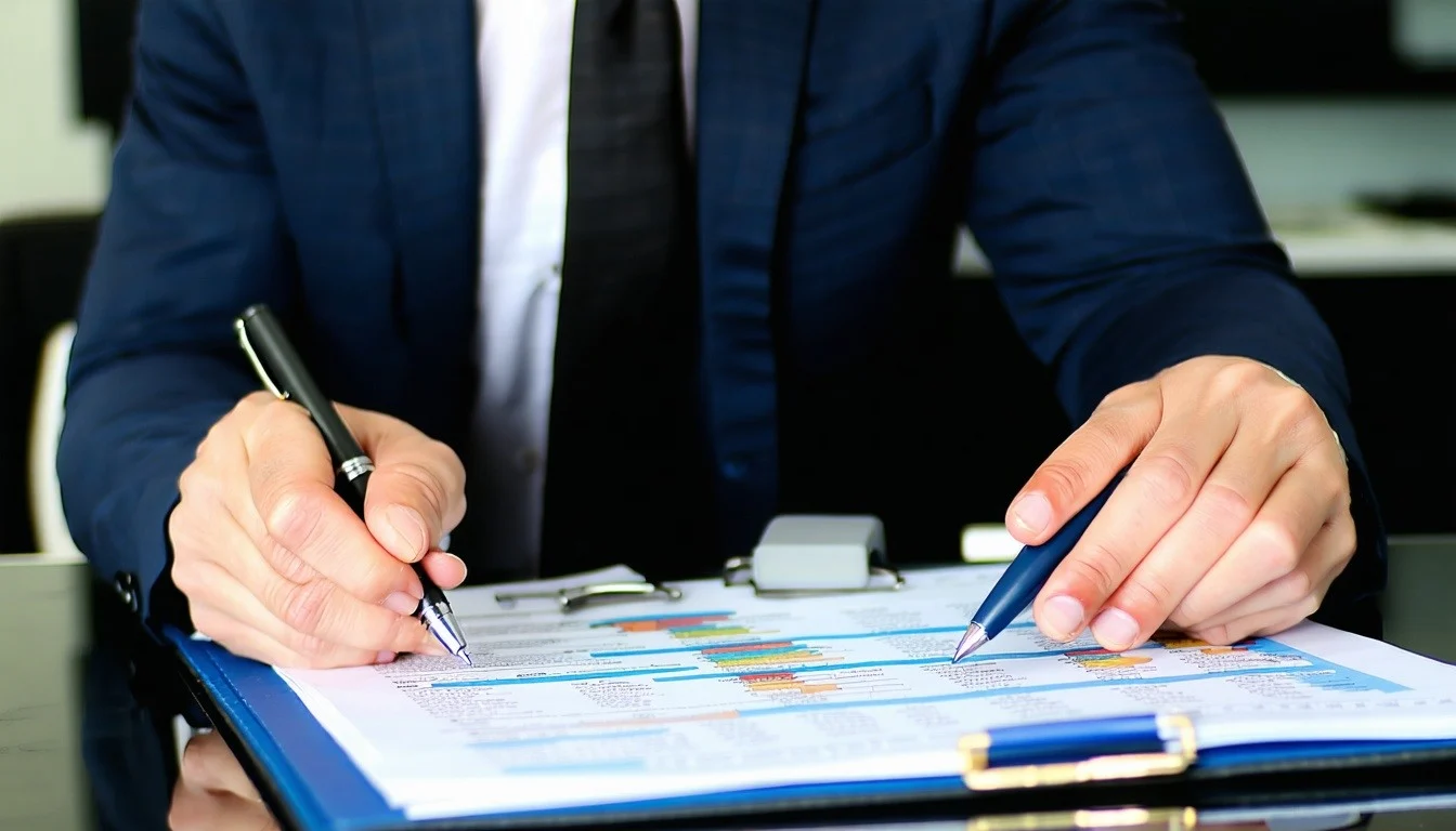 Person analyzing tax        documents